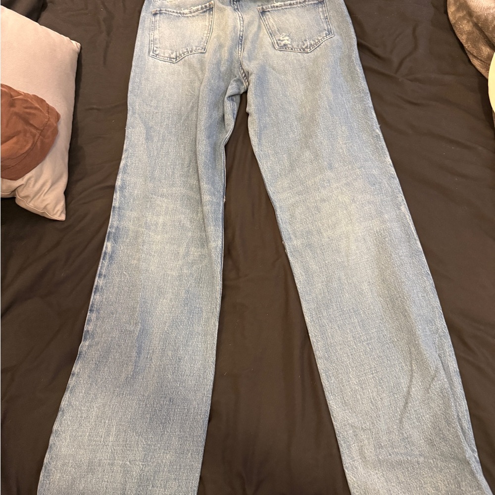 Frame Denim Light Blue Distressed Flare Jeans - Picture 2 of 3